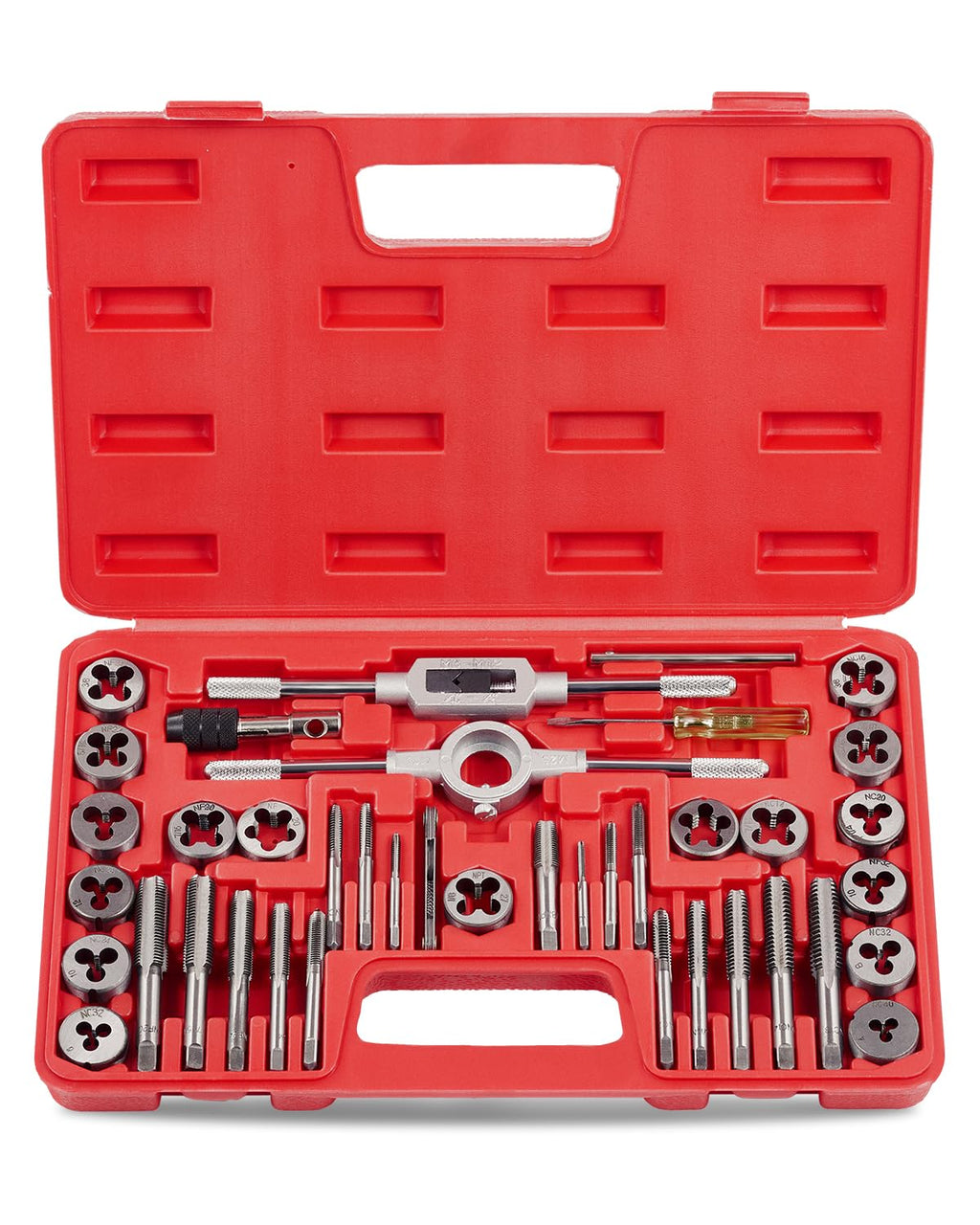 Orion Motor Tech SAE Tap and Die Set Standard | #4, 6, 8, 10, 12, 1/4, 5/16, 3/8, 7/16, 1/2" Tap Set and Die Set | Thread Repair Kits for Threading and Rethreading Internal and External Threads