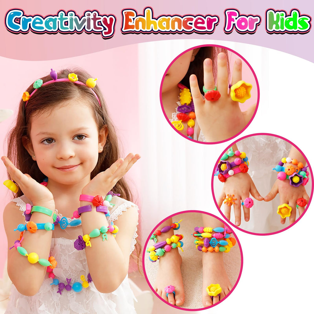 FUNZBO 520+ Pop Beads, Jewelry Making Kit for Kids Girls 3-6 Birthday Gifts