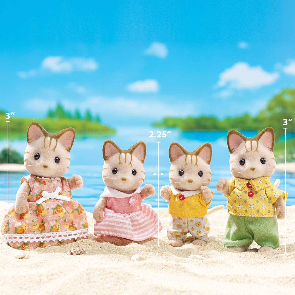 Calico Critters, Sandy Cat Family, Dolls, Dollhouse Figures, Collectible Toys, Premium, 3 inches