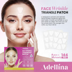 Adellina New Anti Facial Wrinkle Patches: Anti Wrinkle Patches Overnight - Smile Line Pathces - Facial Wrinkle Patche for Forehead, Smile Line, Under Eyes (1 Count (Pack of 144))