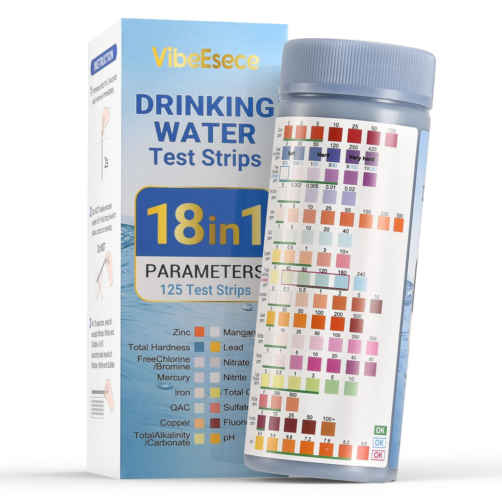 18-in-1 Drinking Water Test Strips, 125 Count – Home Water Quality Testing Kit for Tap & Well Water, Fast & Easy Results