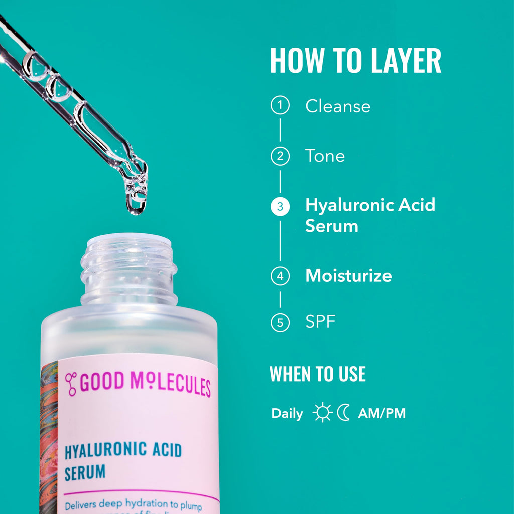 Good Molecules Hyaluronic Acid Serum Pack 2 – 75 ml / 2.5 fl oz Each | Lightweight Facial Serum with 1% Hyaluronic Acid for Hydration