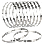 8 Inch Hose Clamp, 10 Pack Stainless Steel Clamps for 7 Inch to 8 Inch Hose Pipe, Adjustable Large Worm Gear Clamps for Air Ducting, Dryer Vent Hose, Plumbing, Automotive, Mechanical
