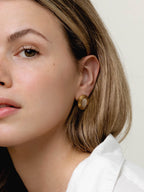 Gold Oval Stone Statement Earrings – Lightweight Drop Earrings for Women
