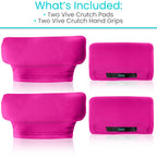 Vive Premium Crutch Pads & Hand Grips - Comfortable, Breathable, Machine Washable Padding - Moisture Wicking & Odor Reducing Pillow Accessory Covers for Adult & Youth Walking Crutches
