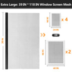 Secopad Window Screens Replacement Repair Kit, Black Screen Door Mesh Replacement Kit, Durable Fiberglass Mesh Roll with Tools for Windows Doors Patio and Porch, 39in x 118in