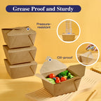 LITOPAK 50 Pack 27 oz Take Out Food Containers, Kraft Brown Take Out Boxes Leak Grease Resistant and Stackable for Restaurants, Homes, Offices, Picnics