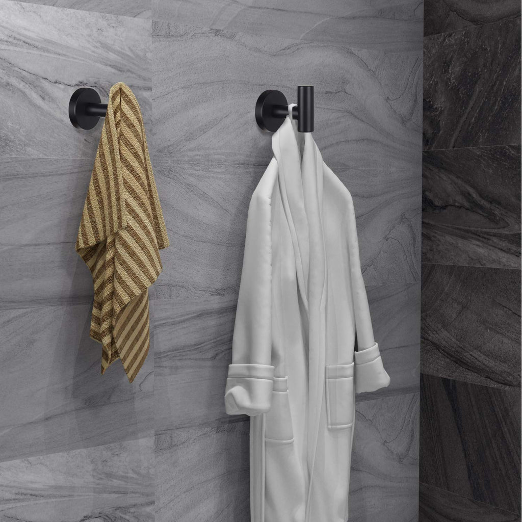 Homagic Bathroom Robe Towel Hooks Coat Matte Black Wall Hook Stainless Steel Heavy Duty Door Hanger Towel Robe Clothes Cabinet Closet Sponges Hook for Bathroom Bedroom Kitchen Hotel Pool 16 Packs