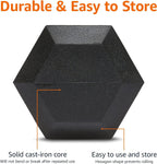 Amazon Basics Rubber Hex Dumbbell with Comfortable Handle for Home Gym Workout, 20 Pounds, Single, Black