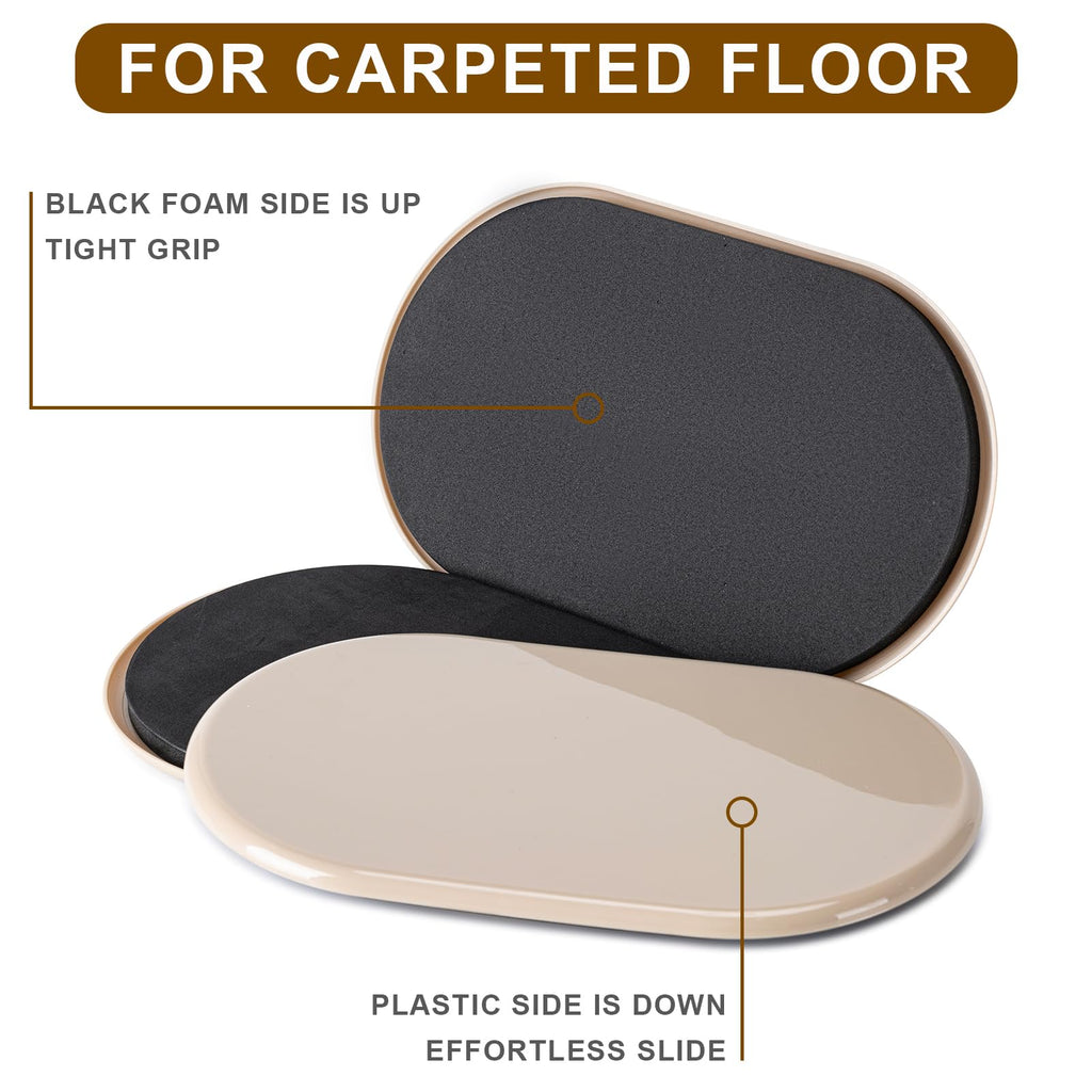 Furniture Sliders, Furniture Sliders Pads for Hardwood Floors, Chair Legs Floors Protectors, Reusable Round Glides Glider, Heavy Duty Furniture Movers Sliders (8 Pcs, 5 3/4inch x 9 1/2inch,Coffee)