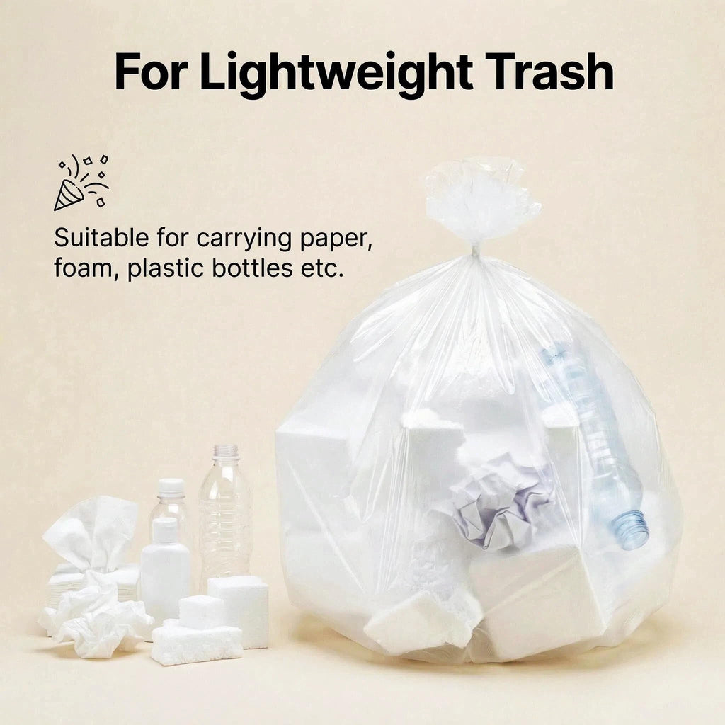 LUTREVA 7-10 Gallon Trash Can Liners 1000 Count Garbage Bags 24'' x 24'' Clear