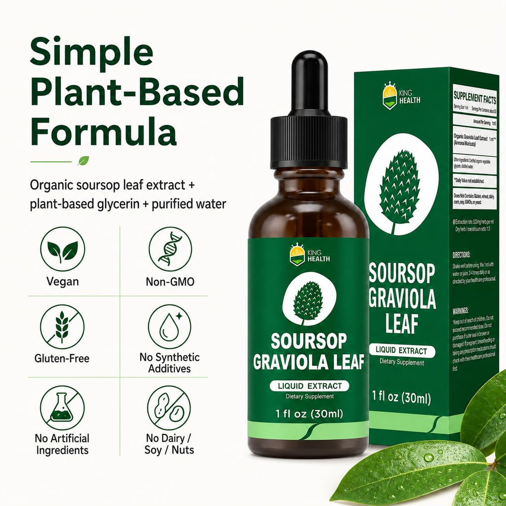 Organic Soursop Graviola Leaf Extract Liquid Drops | Pure Soursop Bitters Liquid for Immune Support | GMP Certified, Vegan, Non-GMO, Gluten Free | 1 Fl Oz