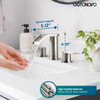 gotonovo Waterfall 8 inch Widespread Bathroom Faucet Set Bathroom Sink Faucet 3 Hole 2 Handle Vanity Lavatory Deck Mount with Pop Up Drain and Water Supply Lines Round Body Brushed Nickel