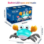 Plnmlls Crawling Crab Baby Toy - Tummy Time Toys - with Music and LED Light,Built-in Rechargeable Battery for 0-6 6-12 12-18 36 Months Walking Toddler Birthday Gift(Blue)