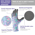 COOLJOB 6 Pairs Gardening Gloves for Women, Breathable Rubber Coated, M