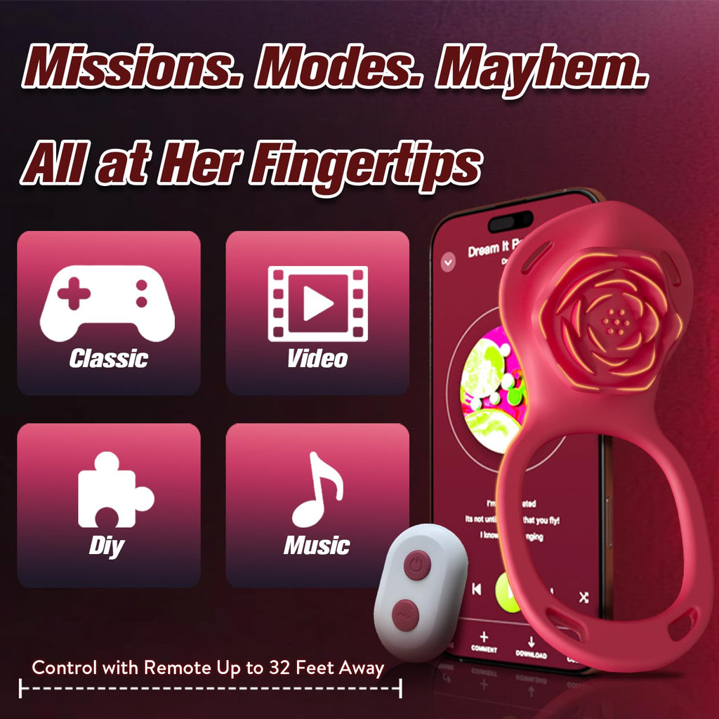 Couples Rose App Remote Control Wearable Vibrator, Couple Women Adult Sex Toys Games for Men, Hands Free Panty Clitoris Vibrator Vibrating Cock Ring, ZOOPLOU BDSM Female Sex Toy