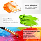 Caliart 36 Colors Acrylic Paint Set with 12 Brushes