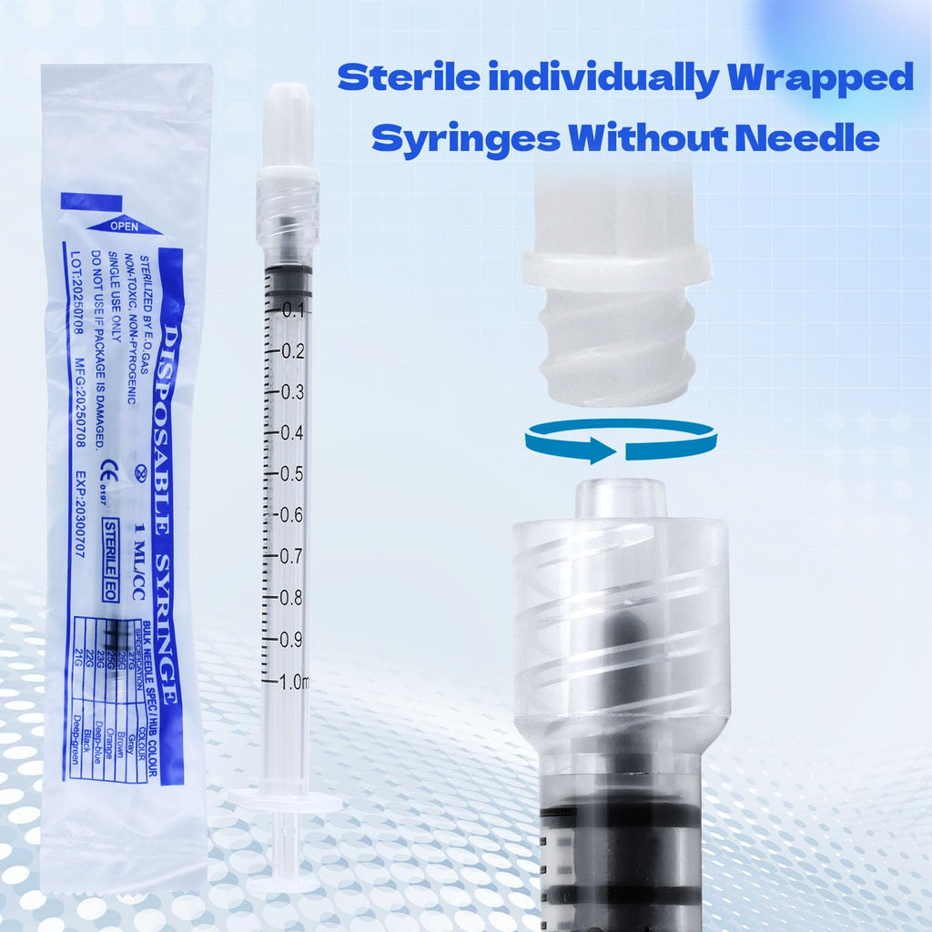 1ml Syringes Without Needles, 1cc Luer Lock Syringe - Disposable Individually Wrapped(10 Pack)