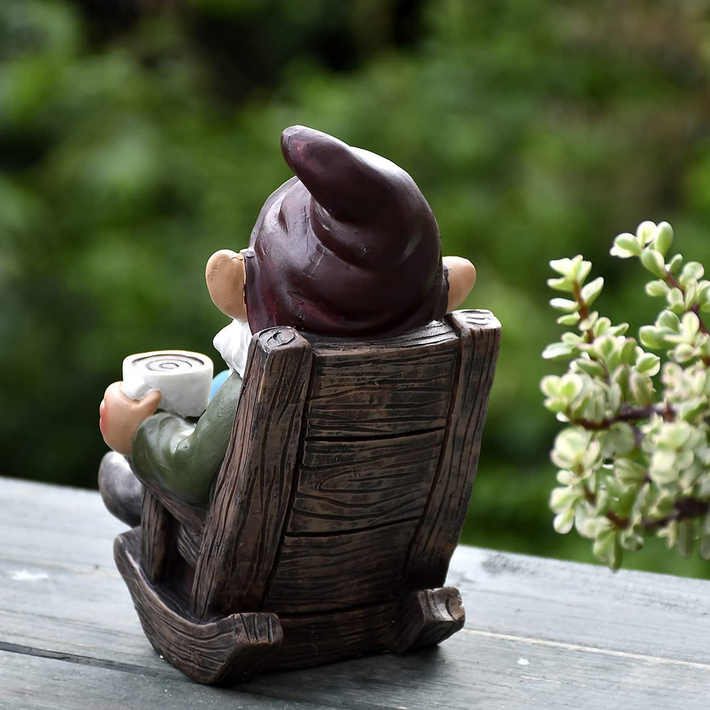 OwMell Gnome Statue for Garden Decor, Funny Drinking Coffee Gnomes Outdoor
