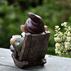 OwMell Gnome Statue for Garden Decor, Funny Drinking Coffee Gnomes Outdoor