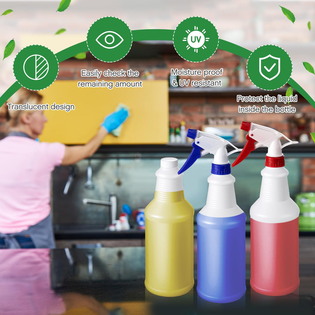 Honeydak 10 Pcs Chemical Resistant 32 oz Bottles, Hdpe Plastic
