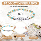 Kigeli 48 Pcs Mahjong Bracelet Gifts for Women Colorful Beaded Mahjong Lucky Bracelet Bulk Acrylic Mah Jong Chinese Jewelry for Friends Mom Grandma New Year Birthday Party Supplies