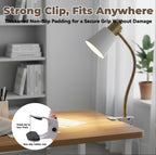 Desk lamp Eye-Caring Table Lamps, 360°Rotation Gooseneck Clip on Lamp Reading Light, Portable Reading Book Light, Clamp Light, Study Desk Lamps for Bedroom and Office Home Lighting (Black and White)