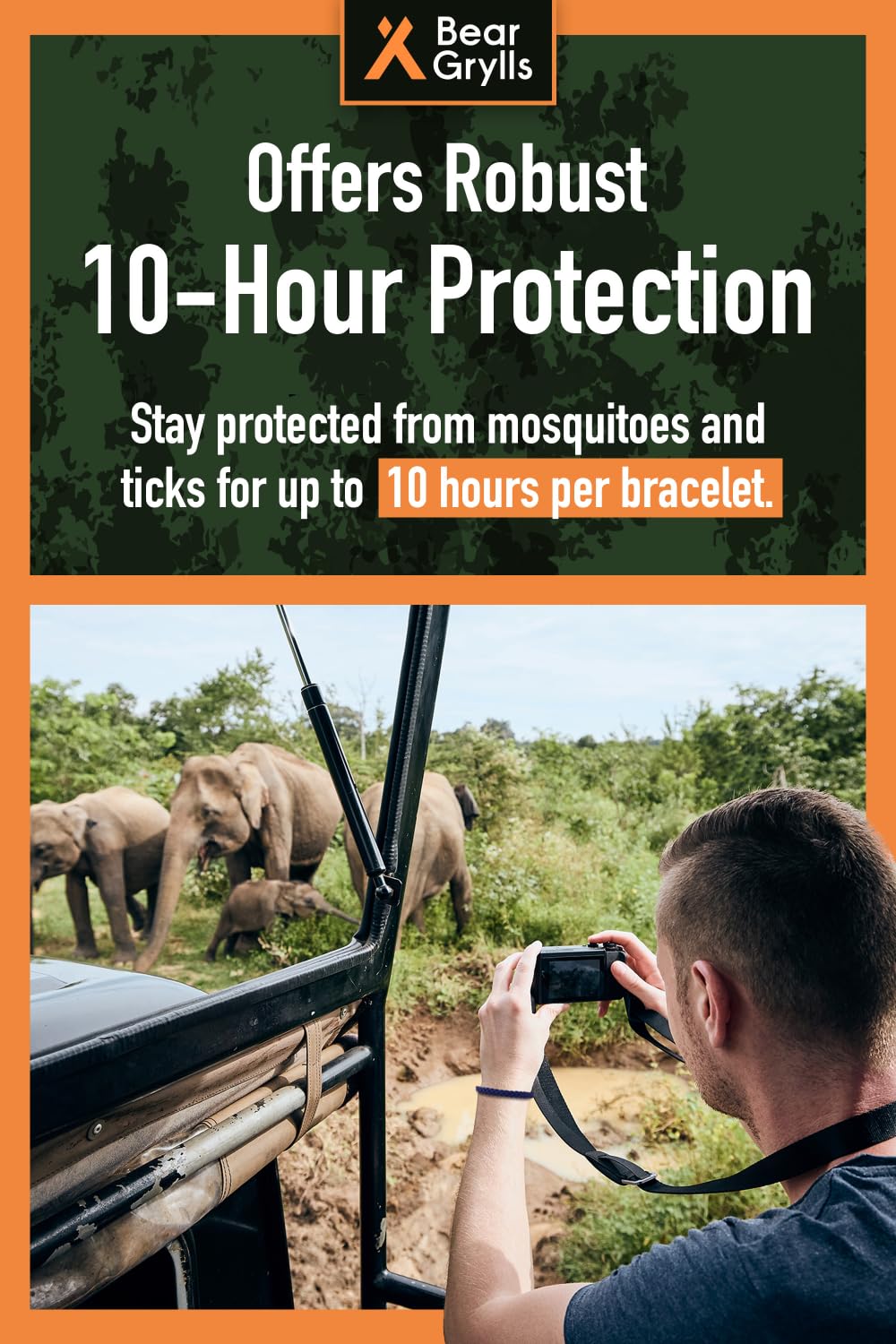 Bear Grylls Mosquito Repellent Bracelets | DEET-Free | 10 Pack