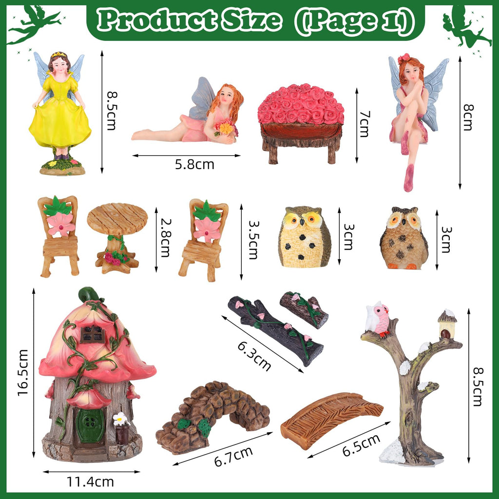 HIYZI 93 Pcs Fairy Garden Accessories Miniature House Figurines Kit