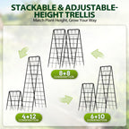 2 Pack 50" Tall A Frame Trellis for Climbing Plants Outdoor (50" X 17") – Heavy Duty Garden Adjustable Trellis, Metal Trellis for Cucumbers, Beans, Tomatoes, Grapes, and Vining Vegetables