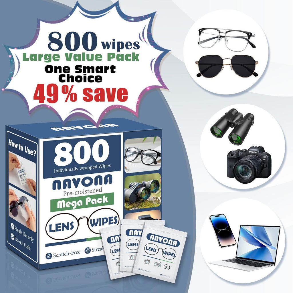 800 Count Lens Wipes for Eyeglasses – Pre-Moistened, Individually Wrapped Eyeglass Cleaning Wipes – Scratch-Free, Streak-Free Glasses Cleaner Wipes for Sunglasses & Camera Lens – Bulk Pack
