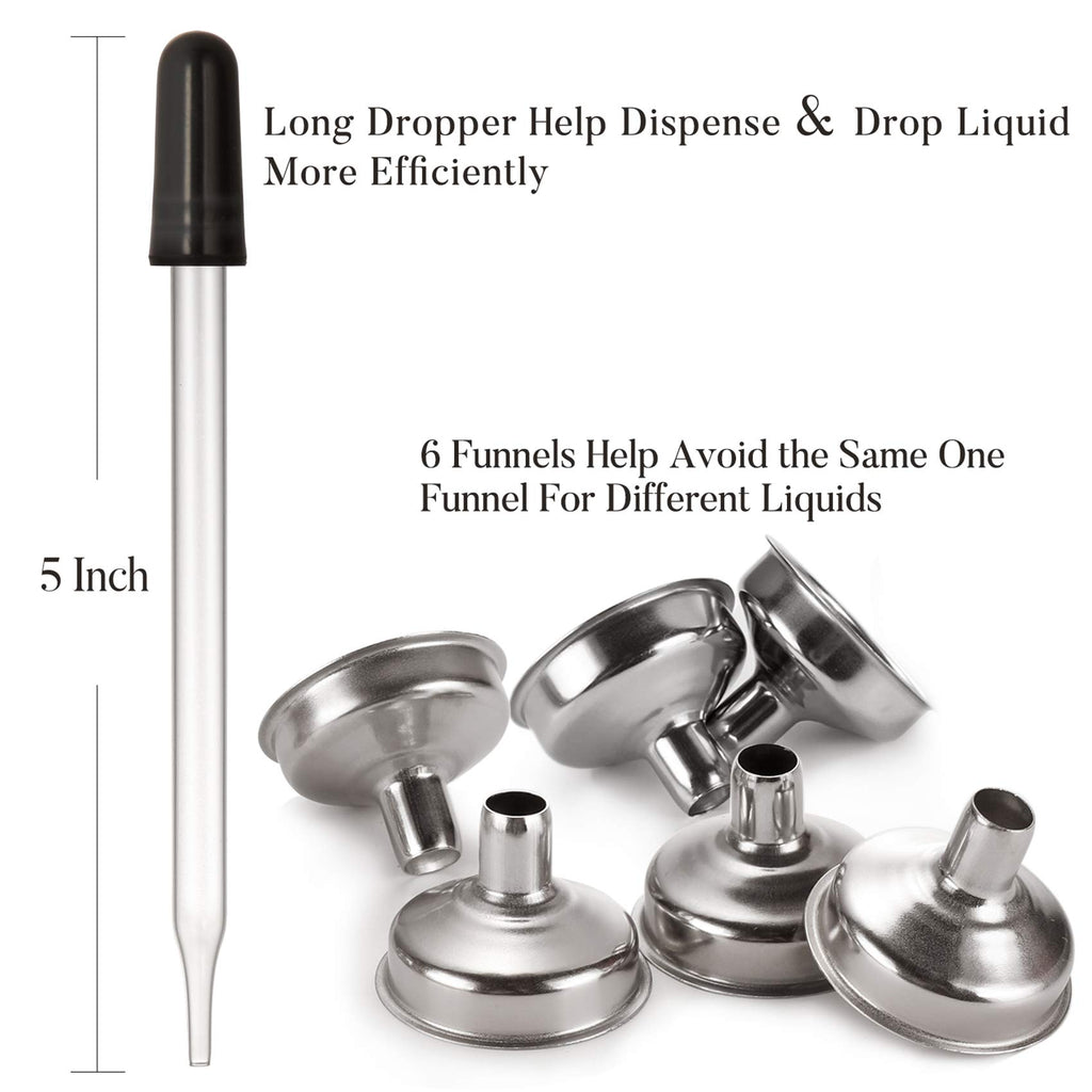 AOZITA 24 PCS, 1 oz Dropper Bottles for Essential Oils with 6 Funnels & 1 Long Glass Dropper - 30ml Amber Glass Bottle with Eye Droppers - Tincture Bottles, Leak Proof Travel Bottle for Liquids