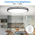 DLLT Flush Mount LED Ceiling Light: 32 Inch 5CCT (3000K-6000K) & Dimmable Ceiling Light Fixtures for Bedroom Hallway - 45W Modern Black Super Bright Kitchen Lighting Fixtures Ceiling