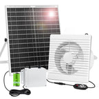 Solar Powered Fan with Battery Run Day/Night, 25W 9.8" Solar Fan for Chicken Coop with 2 Fan Speed/1-8 Cycle Timer, Waterproof Solar Greenhouse Fan for Shed, Chicken Coop, Greenhouse