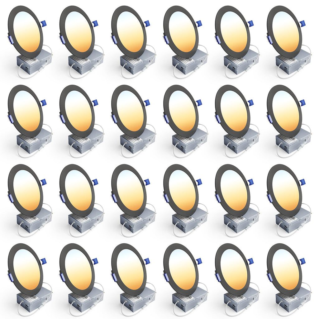 Ensenior 24 Pack 6 Inch LED Recessed Ceiling Light, Dimmable, 2700K-5000K 5CCT, 1200LM 12W 120V, High Brightness Dimmable Canless Wafer Downlight - ETL&FCC&IC