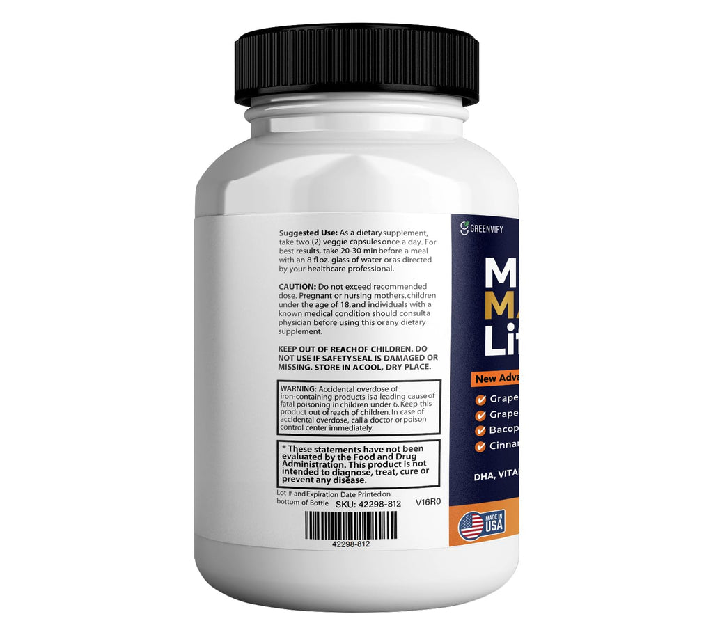 GREENVIFY Memory MAX Lift Brain Support Supplement, Nootropic Cognitive Focus Formula, 60 Capsules