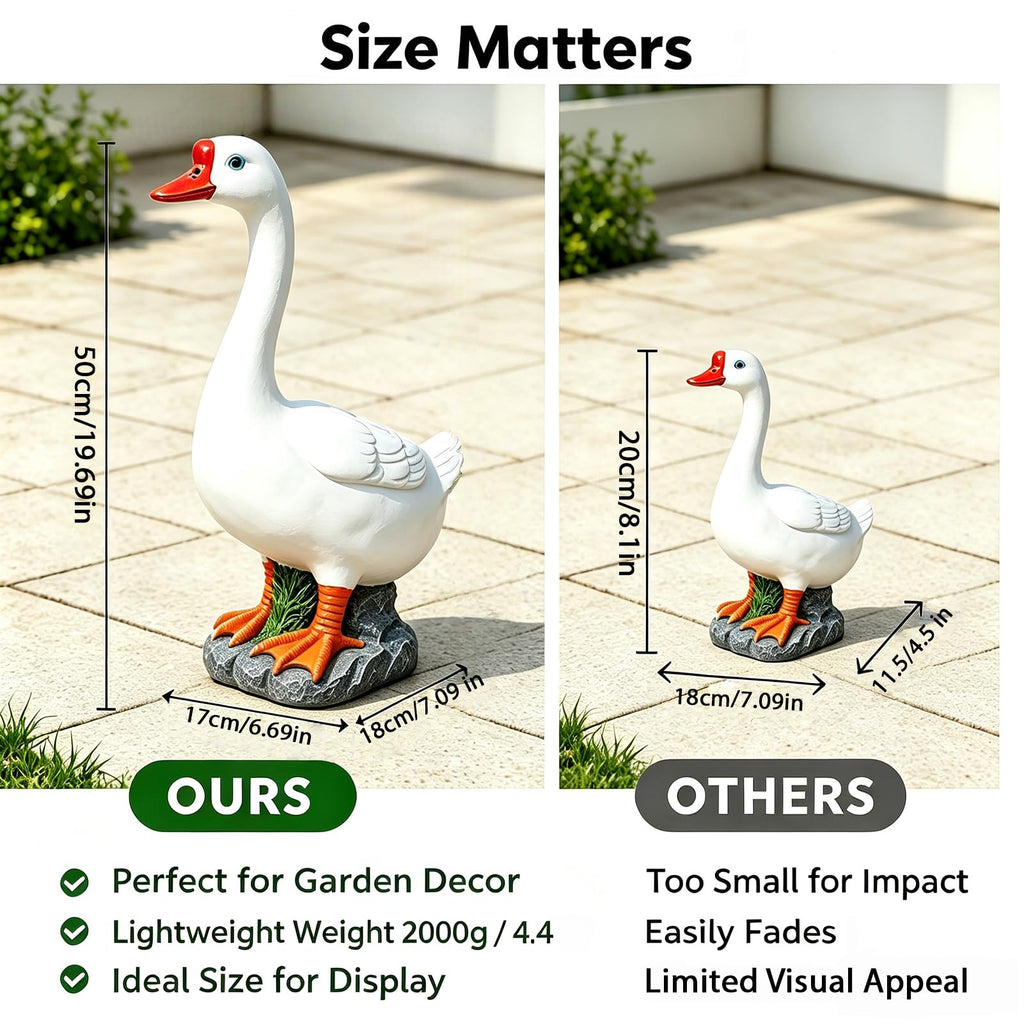 RiKoDaM Large Porch Goose Statue,Resin Front Porch Goose Decor,20In,White