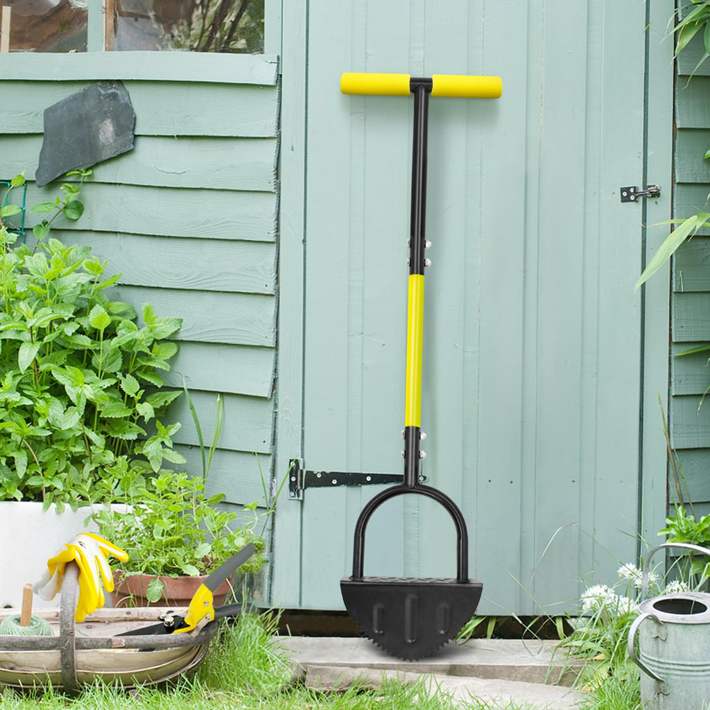 Byhagern Professional Edge Lawn Tool, Heavy Duty Steel Half Moon & Saw-Tooth Blade for Clean Borders, Long Handle Reduces Back Strain, Manual Edger Ideal for Garden Edges, Sidewalks, Flower Beds
