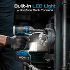 Seesii Upgraded Cordless Impact Wrench 885Ft-lbs (1200N·m): 1/2" Impact Gun with Detachable Side Handle, 21V High Torque Power Impact Driver 2x 4.0Ah Batteries for Family Car/Pickup Truck/Mower