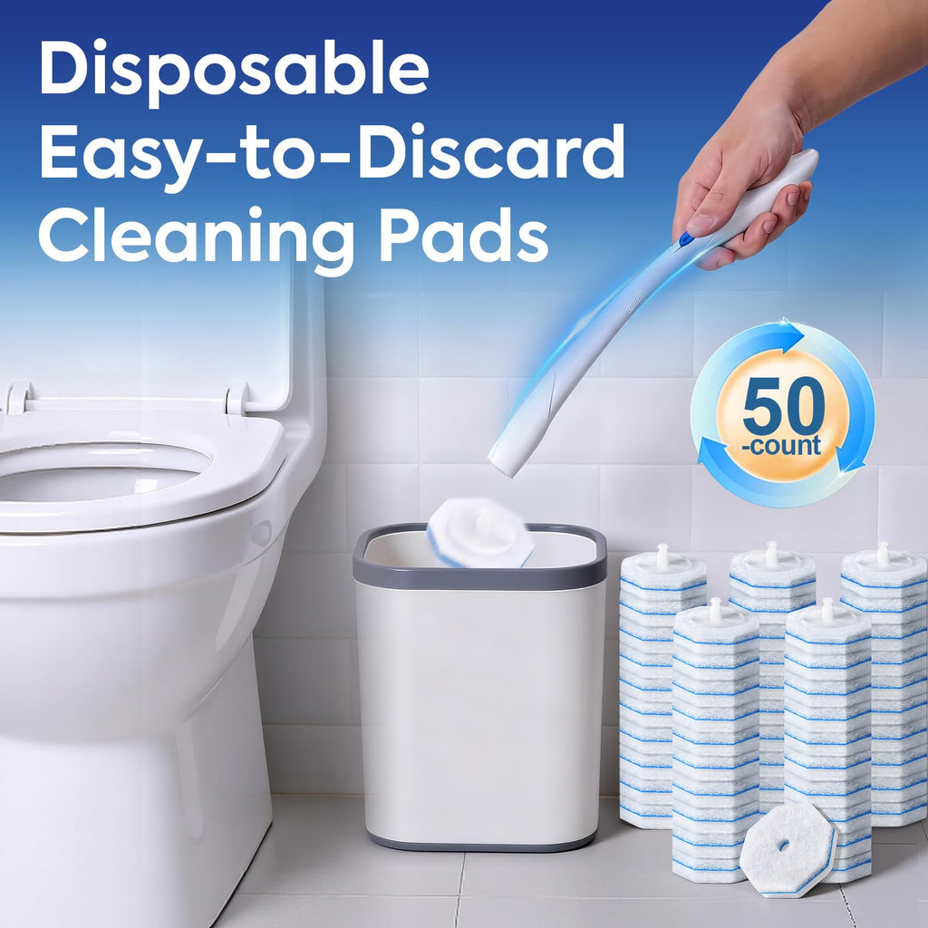 Clorytom 50 Count Toilet Wand Refills for Clorox, Premium Toilet Cleaner Refill Pads, Replacement Brush Heads Compatible With Most Toilet Wand Refill System, No Falling Apart, Fresh Fragrance