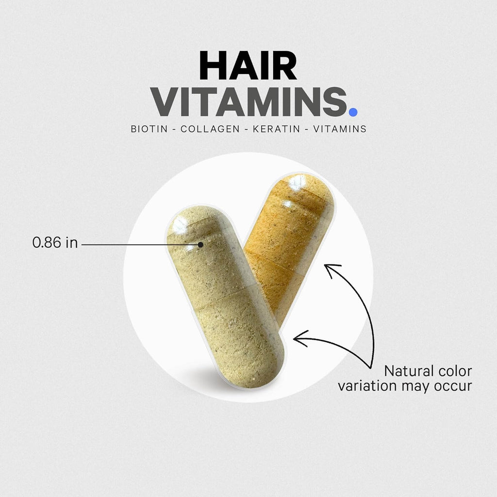 Codeage Hair Vitamins 10000 mcg Biotin, Keratin, Collagen, Vitamin A, B12, C, D3, E, Zinc, Turmeric, Probiotics, Enzymes, Inositol - Hair Care Support - Healthy Hair Supplement Pills - 2 Pack