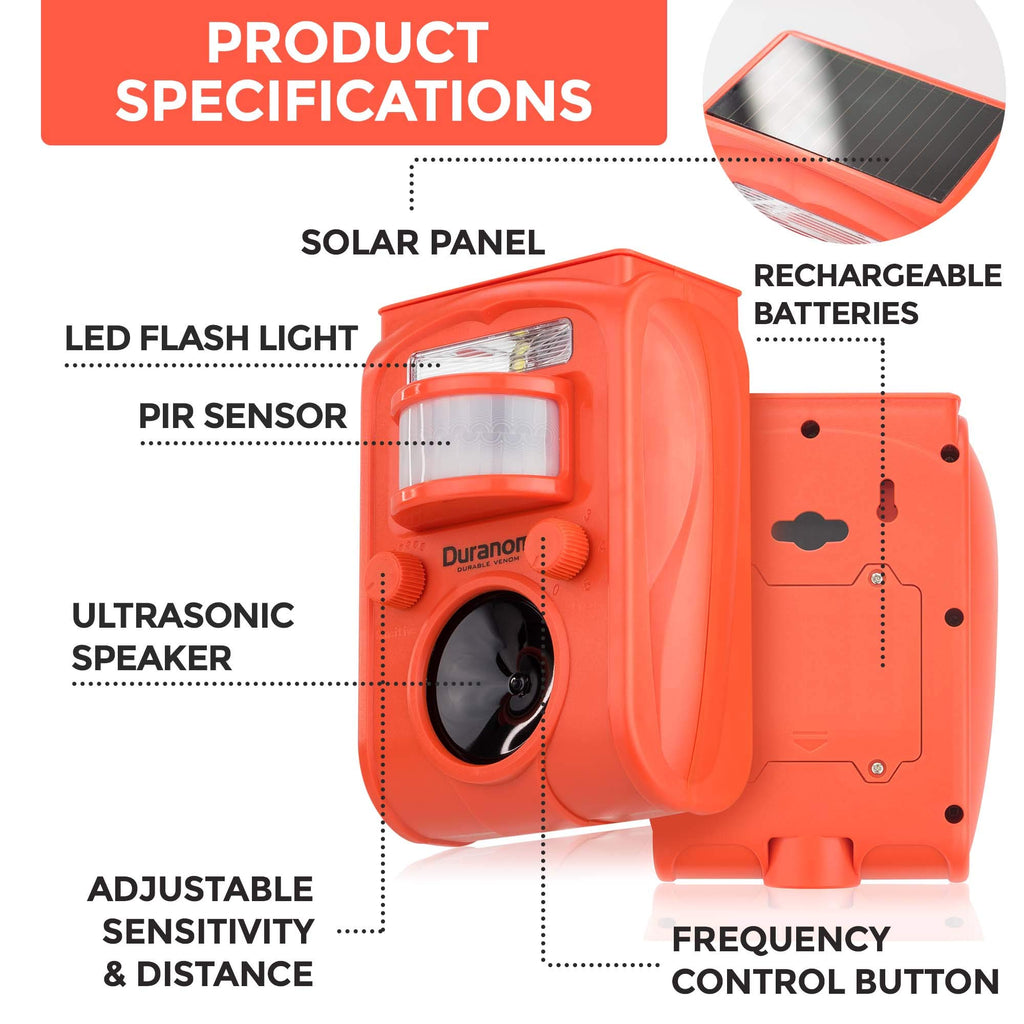 Duranom ultrasonic Animal Repellent Solar Powered
