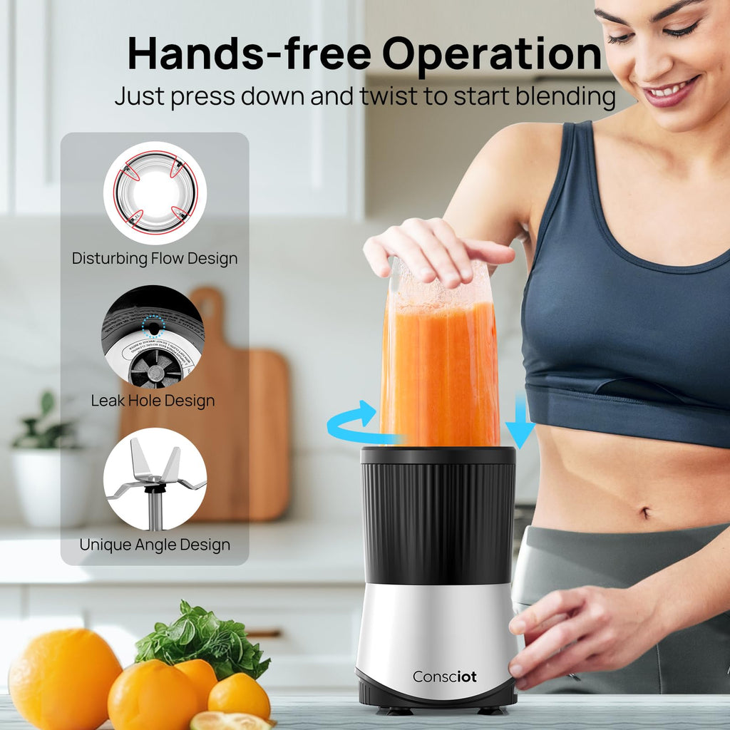 Consciot 11-Piece Blender for Kitchen and Personal Size, 900 Peak Watts