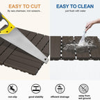 Goovilla Plastic Interlocking Deck Tiles, 9 Pack Balcony Flooring, 12"x12" Waterproof Outdoor Flooring All Weather Use, Patio Floor Decking Tiles for Porch Poolside Backyard Concrete, Dark Coffee