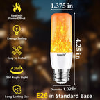 HoogaLife Flame Light Bulbs, E26 Led Light Bulb with Effect of Real Candle Fire Light, 4w Flame Bulb with Upside Down Effect, for Christmas Halloween Home Party Holiday House Room Porch