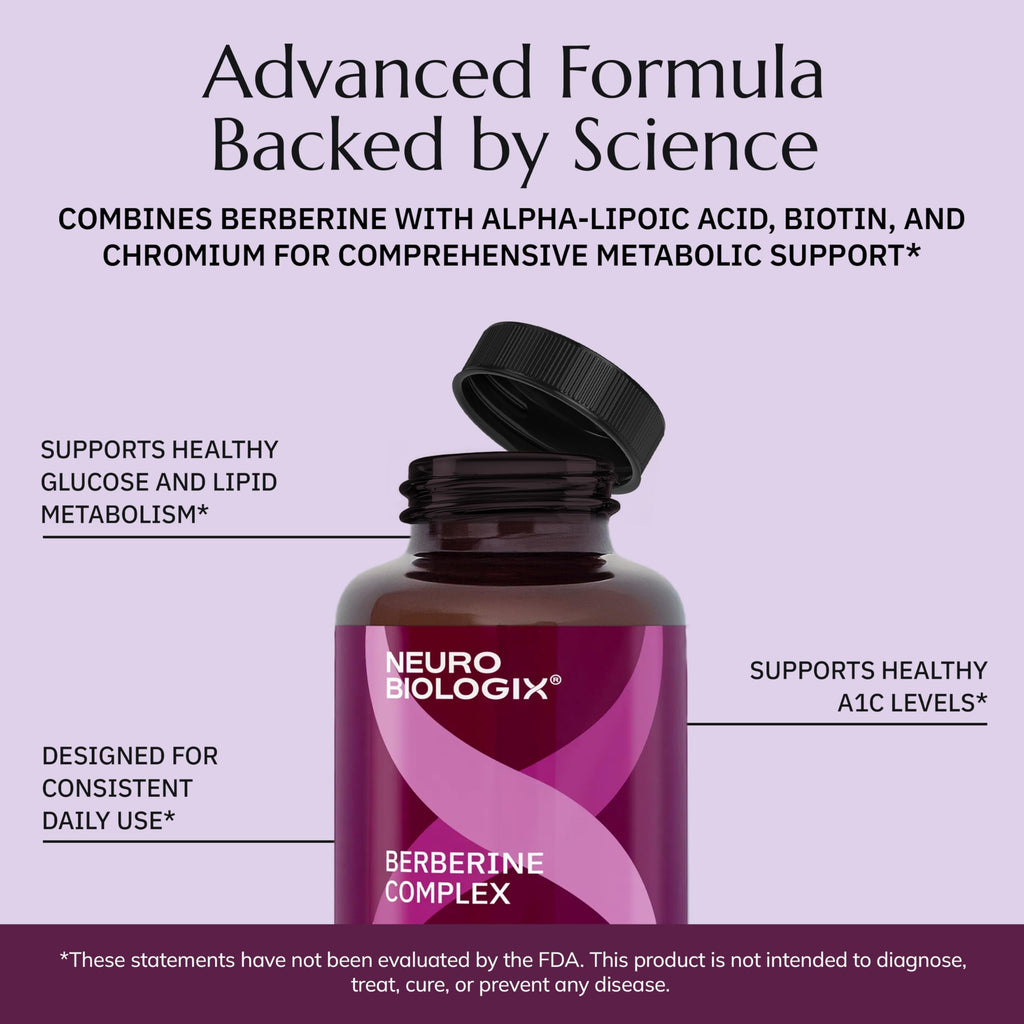 Neurobiologix Berberine Complex, Metabolic & Weight Management Support Supplement with Alpha Lipoic Acid, Biotin & Chromium for Blood Sugar Balance & Heart Health, Gluten Free, 60 Vegetarian Capsules