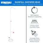 SWIMLINE HYDROTOOLS Tube Style 7 Foot Poolside Shower, Adjustable Head & Foot Tap Spigot With Valve Controls, Standard Garden Hose, Environmentally Friendly, Outdoor Backyard Poolside Beach Spa