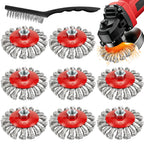 SBGGRL 9 Pack Wire Wheel Brush for Angle Grinder, Wire Wheels Attachment for 4-1/2" Angle Grinders, Screws on 5/8” Thread, 4 Inch Knotted Twist Carbon Steel Brush Set for Rust, Paint & Metal Removal
