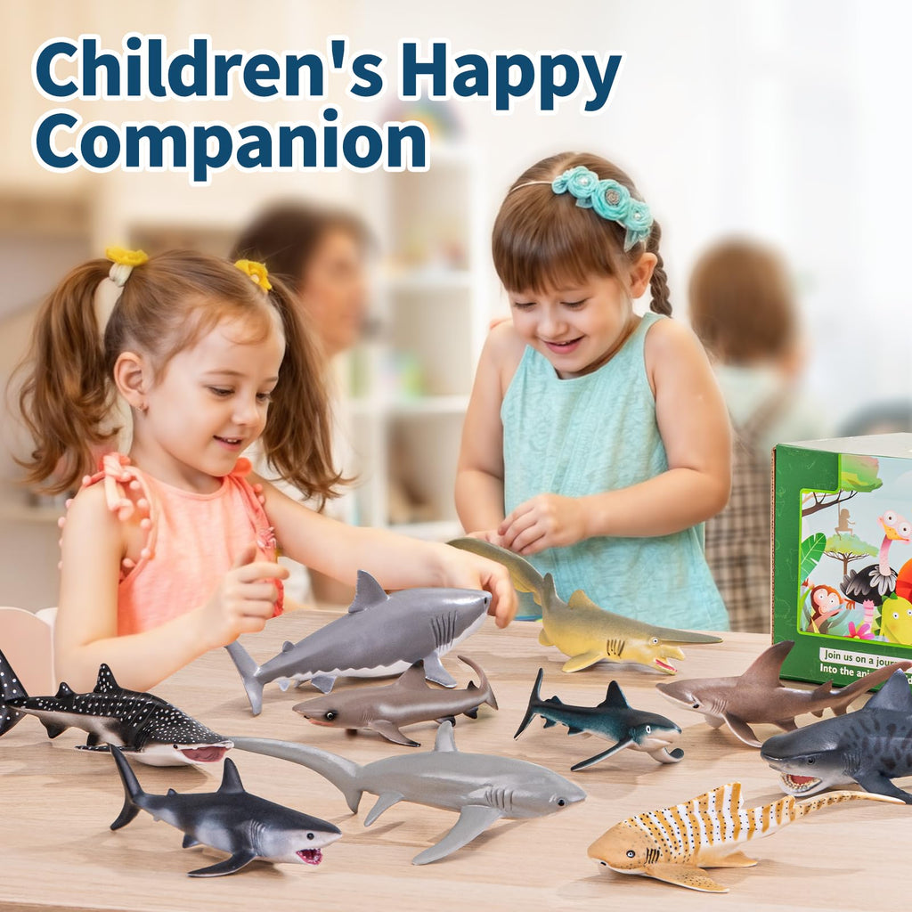 10PCS 5-8" Realistic Shark Figurines Toy for Toddlers 3-5 5-7, Large Ocean Animal Bath Toys for Kids Ages 4-8, Sharks Cake Toppers, Easter Eggs, Birthday Party Favors & Gifts for Boys & Girls