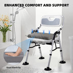 Fasjloctavty Shower Seat Cushion with Non-Slip Silicone Bottom, Shower Chair Cushion for Transfer Benches,Washable 3D Mesh Pad with Hook,Quick Drying Bathtub Chair Pad for Elderly, Pregnancy